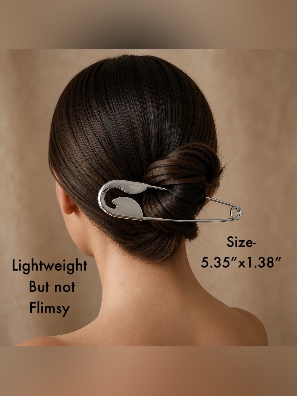 Silver Safety Pin Hair Slide - Stylish Women’s Hair Accessory